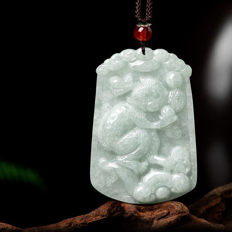 Collier pendentif amulette d'abondance en jade naturel Buddha Stones et 12 signes du zodiaque chinois - Singe - image 22