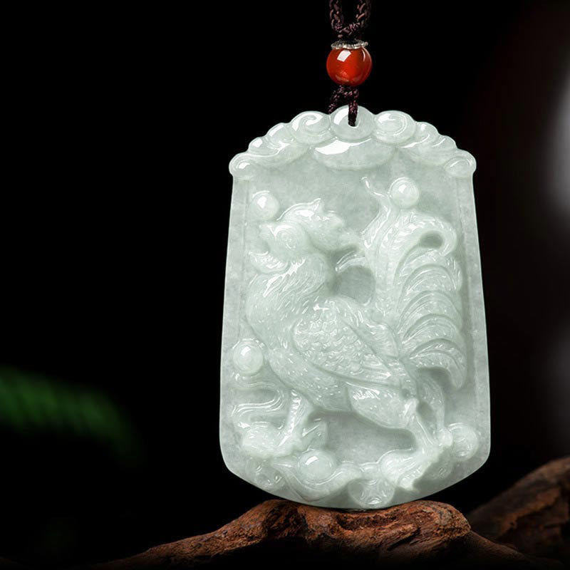 Collier pendentif amulette d'abondance en jade naturel Buddha Stones et 12 signes du zodiaque chinois - Coq - image 23