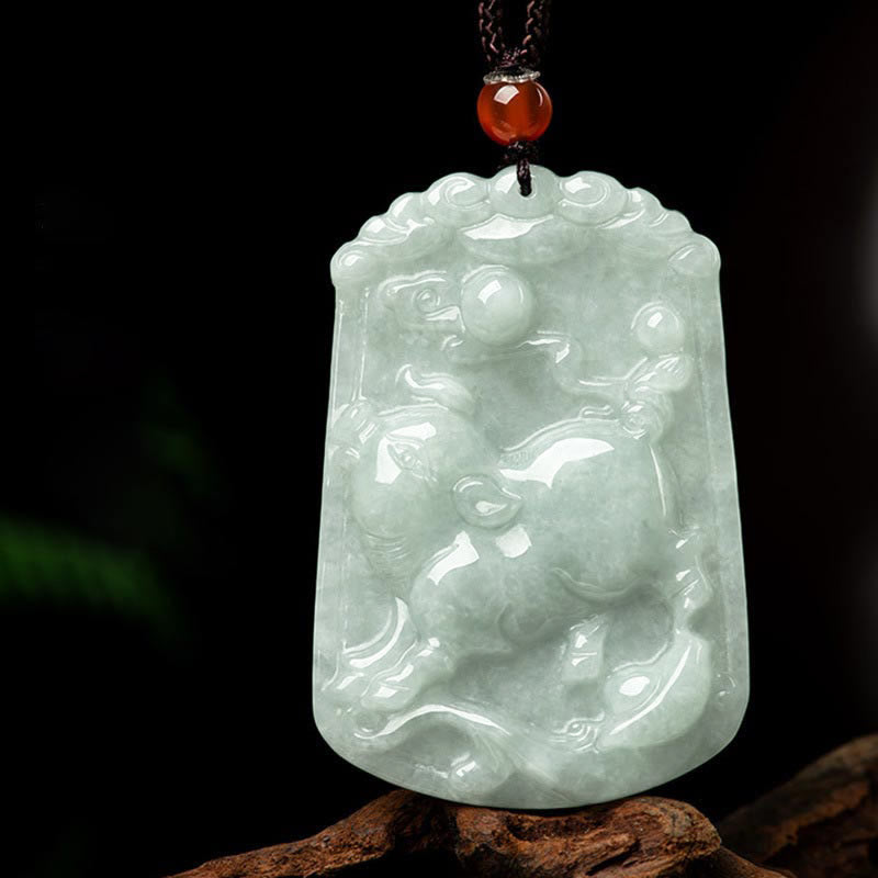 Collier pendentif amulette d'abondance en jade naturel Buddha Stones et 12 signes du zodiaque chinois - Cochon - image 25