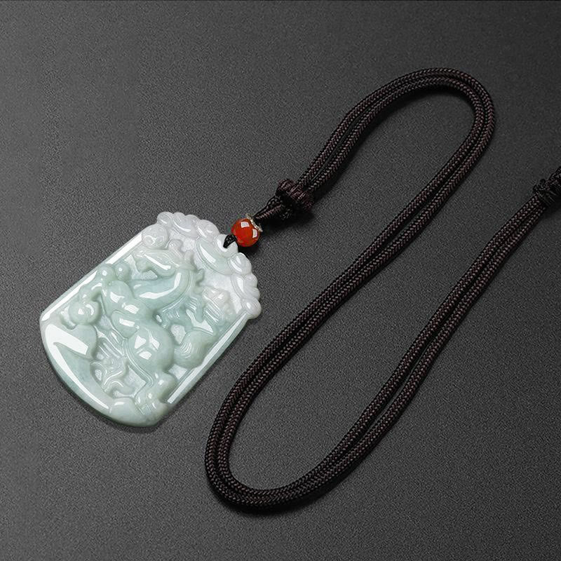 Collier pendentif amulette d'abondance en jade naturel Buddha Stones et 12 signes du zodiaque chinois - image 20