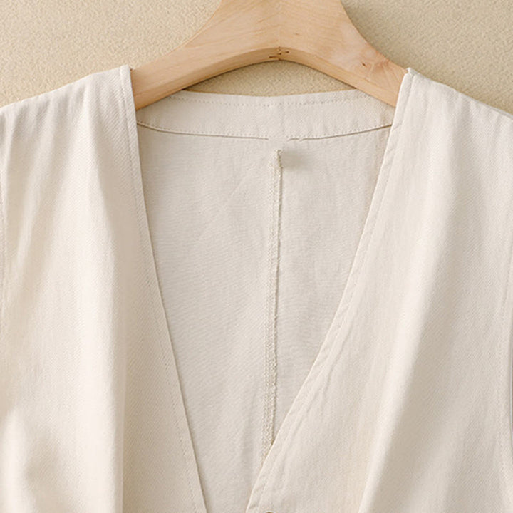 Gilet en coton sans manches pour femme, couleur Buddha Stones , boutons sur le devant, avec poches - image 14