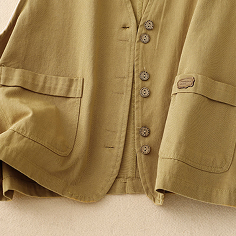 Gilet en coton sans manches pour femme, couleur Buddha Stones , boutons sur le devant, avec poches - image 7