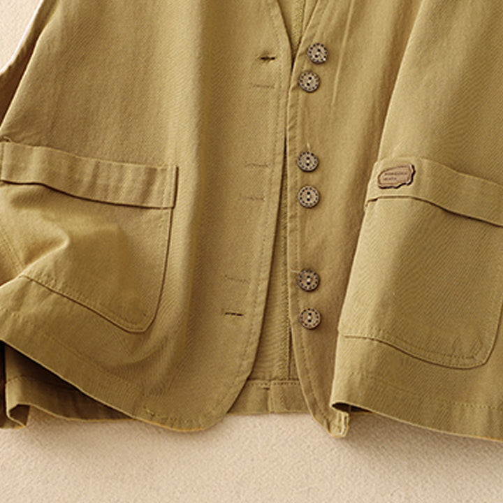 Gilet en coton sans manches pour femme, couleur Buddha Stones , boutons sur le devant, avec poches - image 7