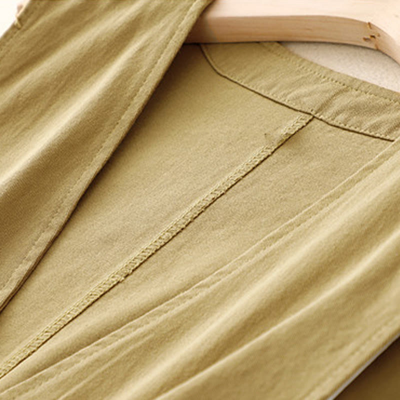 Gilet en coton sans manches pour femme, couleur Buddha Stones , boutons sur le devant, avec poches - image 2