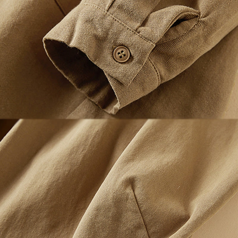 Veste à revers en coton et lin pour femme, manches longues, motif irrégulier, motif Buddha Stones Fall, avec poches - image 7