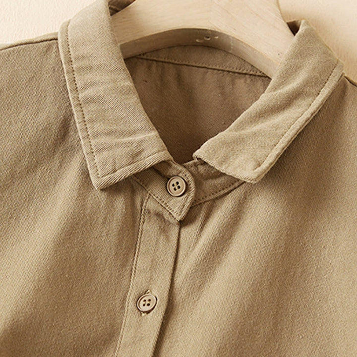 Veste à revers en coton et lin pour femme, manches longues, motif irrégulier, motif Buddha Stones Fall, avec poches - image 2