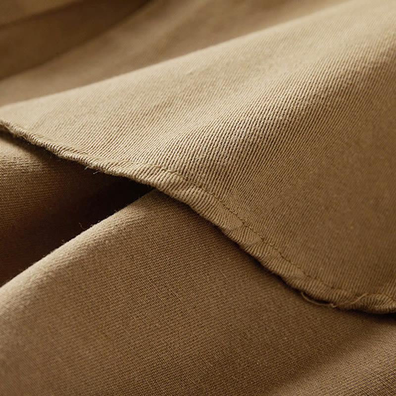 Veste à revers en coton et lin pour femme, manches longues, motif irrégulier, motif Buddha Stones Fall, avec poches - image 4