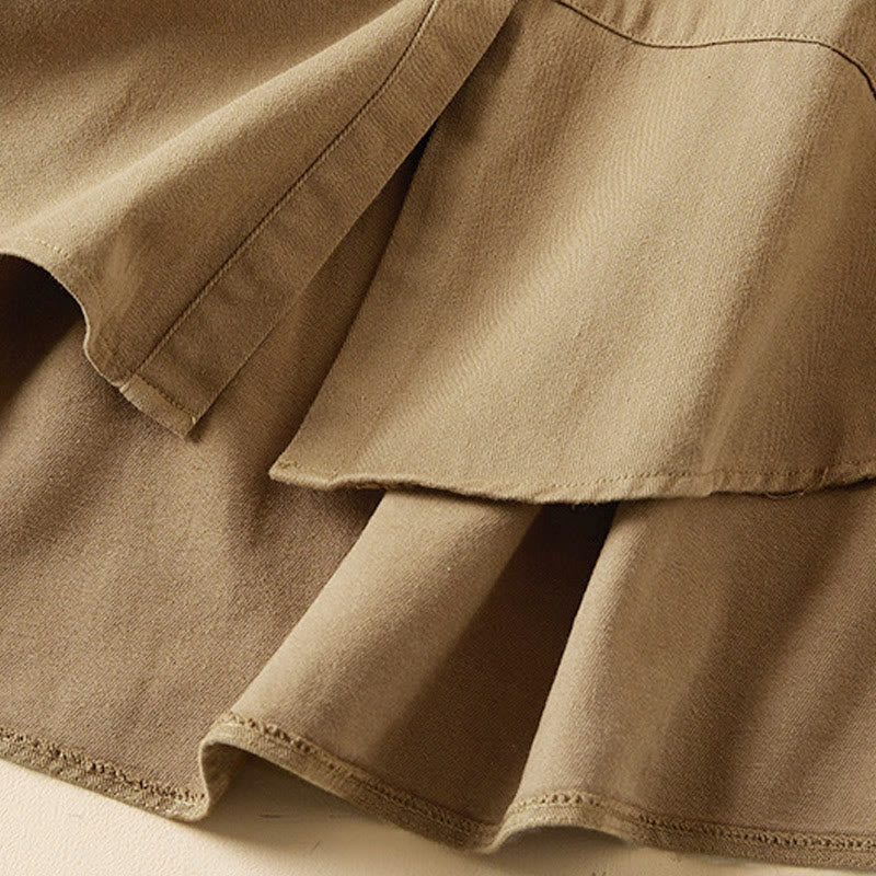 Veste à revers en coton et lin pour femme, manches longues, motif irrégulier, motif Buddha Stones Fall, avec poches - image 5