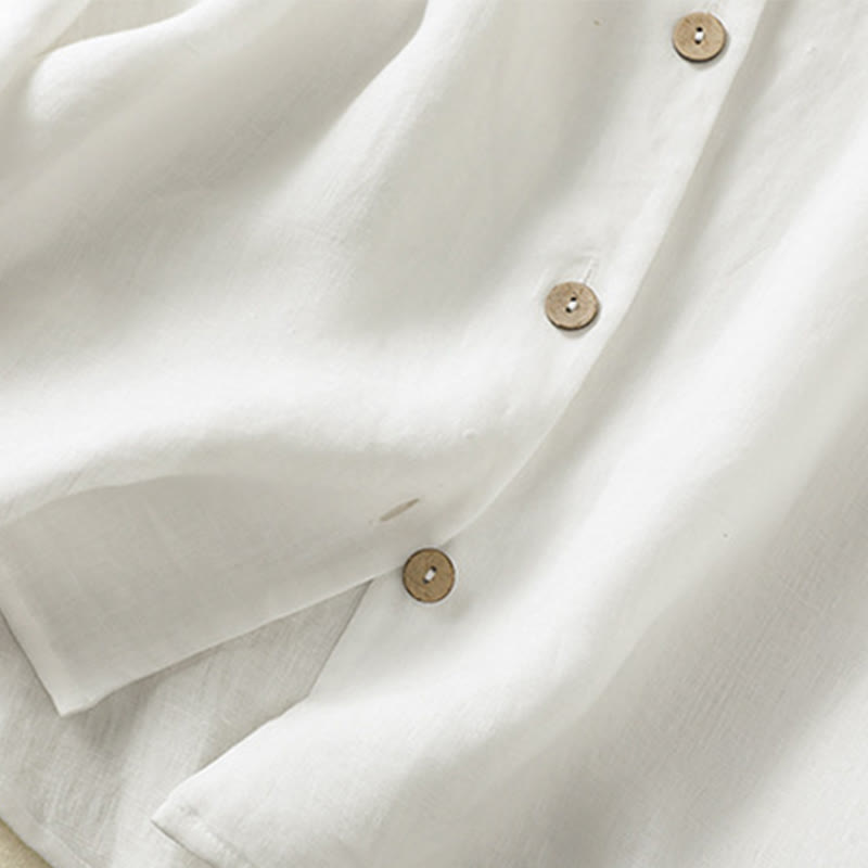 Chemise femme à manches longues et col en V, ornée de boutons simples et de Buddha Stones - image 15