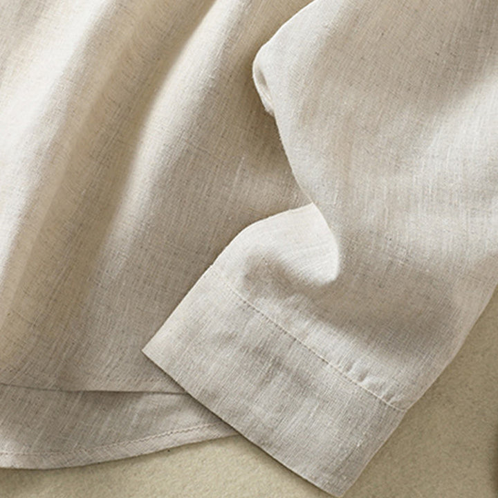 Chemise en coton et lin à manches longues et col en V pour femme, motif Buddha Stones, boutons unis, printemps - image 7