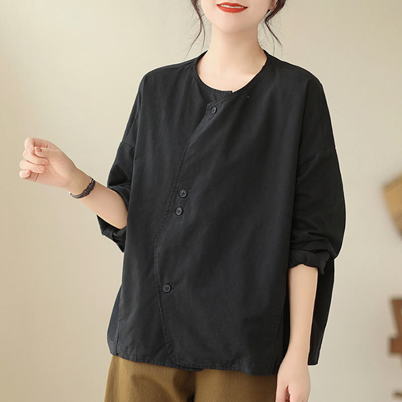 Veste asymétrique à manches longues en coton et lin pour femme avec poches et motif Buddha Stones Spring - image 21