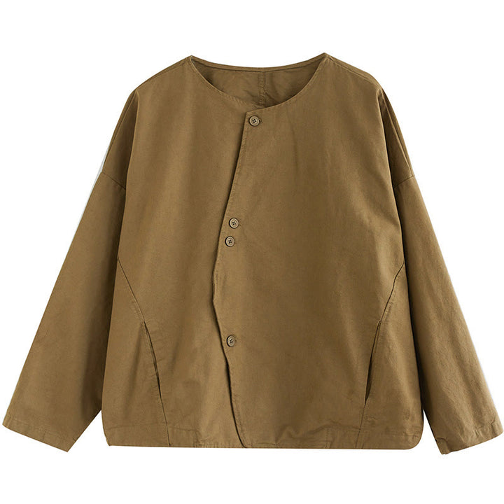 Veste asymétrique à manches longues en coton et lin pour femme avec poches et motif Buddha Stones Spring - image 11