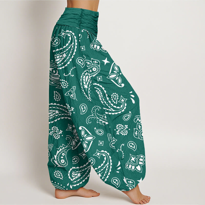Pantalon sarouel décontracté classique à motif cachemire Buddha Stones pour femme, taille élastique - image 2