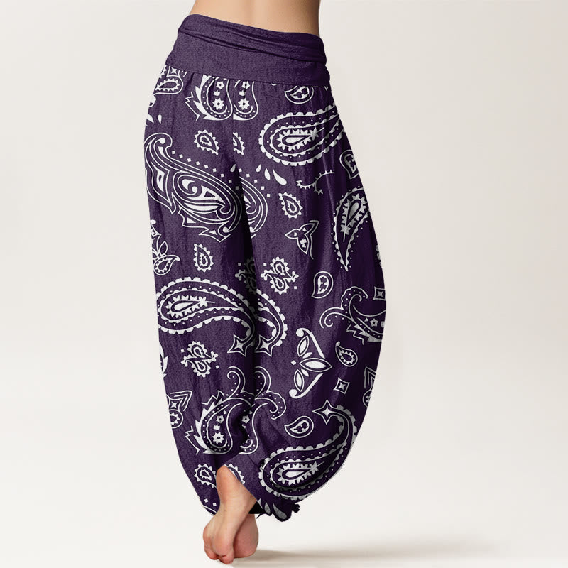 Pantalon harem femme en coton à motif cachemire classique et décontracté avec Buddha Stones - image 6