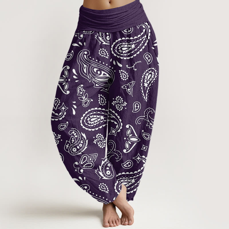 Pantalon sarouel décontracté classique à motif cachemire Buddha Stones pour femme, taille élastique - Indigo - US22，UK/AU26，EU54 (6XL) - image 5