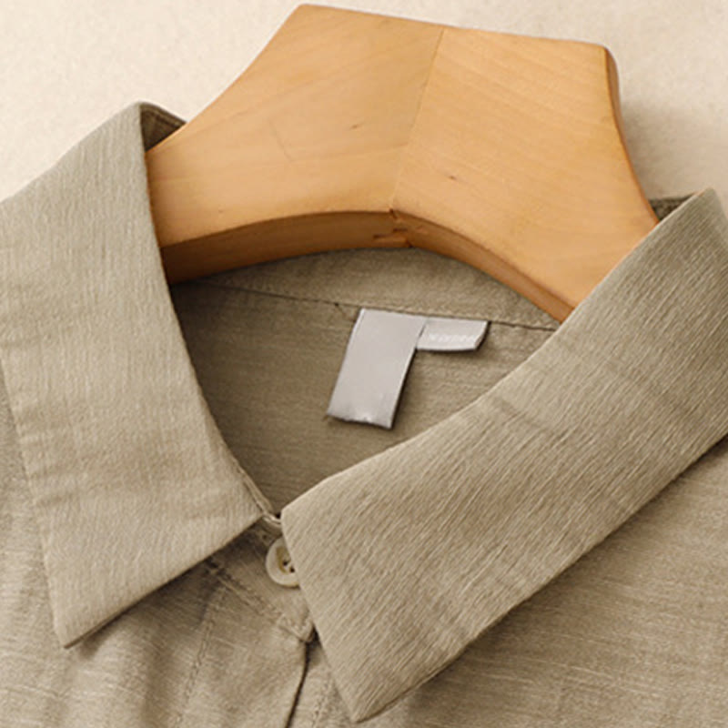 Ensemble 2 pièces pour femme, chemise à manches courtes, jupe 7-8 avec poches, en coton et lin, motif Buddha Stones - image 4
