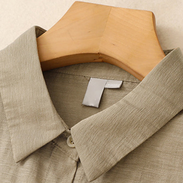 Ensemble 2 pièces pour femme, chemise à manches courtes, jupe 7-8 avec poches, en coton et lin, motif Buddha Stones - image 4