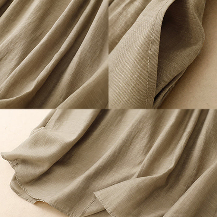 Ensemble 2 pièces pour femme, chemise à manches courtes, jupe 7-8 avec poches, en coton et lin, motif Buddha Stones - image 13