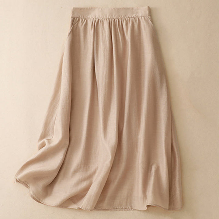 Ensemble 2 pièces pour femme, chemise à manches courtes, jupe 7-8 avec poches, en coton et lin, motif Buddha Stones - image 21