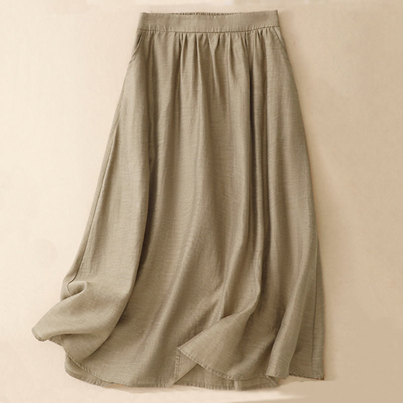 Ensemble 2 pièces pour femme, chemise à manches courtes, jupe 7-8 avec poches, en coton et lin, motif Buddha Stones - image 8