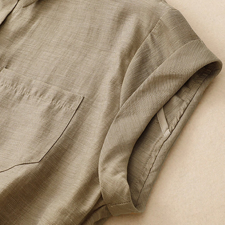 Ensemble 2 pièces pour femme, chemise à manches courtes, jupe 7-8 avec poches, en coton et lin, motif Buddha Stones - image 5