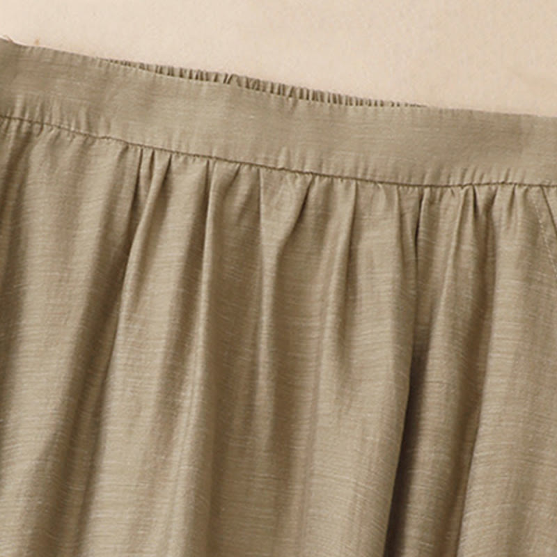 Ensemble 2 pièces pour femme, chemise à manches courtes, jupe 7-8 avec poches, en coton et lin, motif Buddha Stones - image 9