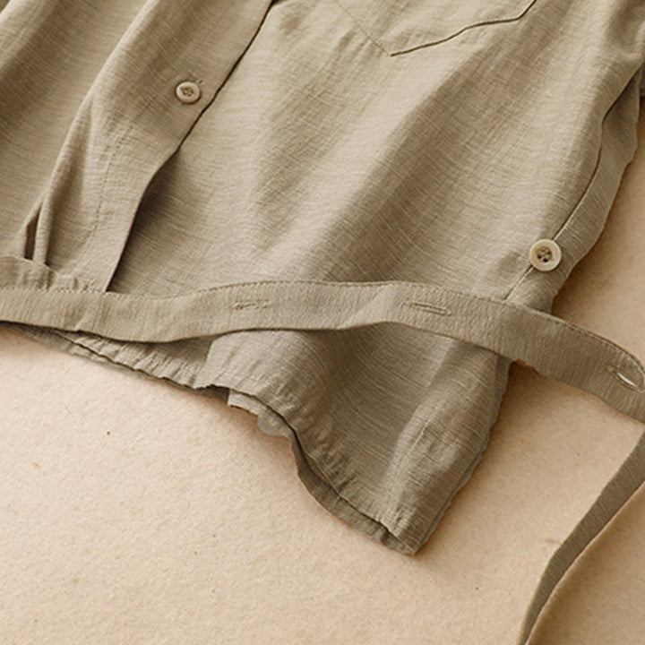 Ensemble 2 pièces pour femme, chemise à manches courtes, jupe 7-8 avec poches, en coton et lin, motif Buddha Stones - image 7