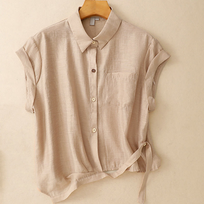 Ensemble 2 pièces pour femme, chemise à manches courtes, jupe 7-8 avec poches, en coton et lin, motif Buddha Stones - image 16
