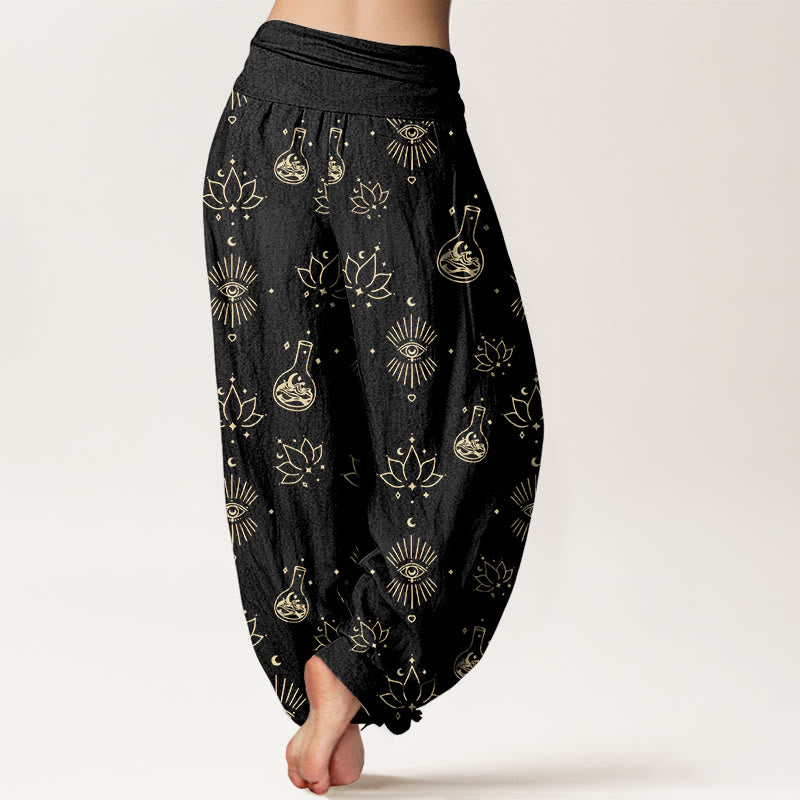 Pantalon sarouel décontracté à taille élastique pour femme, motif œil d'Horus et Buddha Stones - image 3