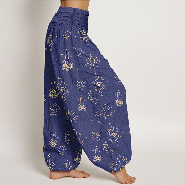 Pantalon sarouel décontracté à taille élastique pour femme, motif œil d'Horus et Buddha Stones - image 5