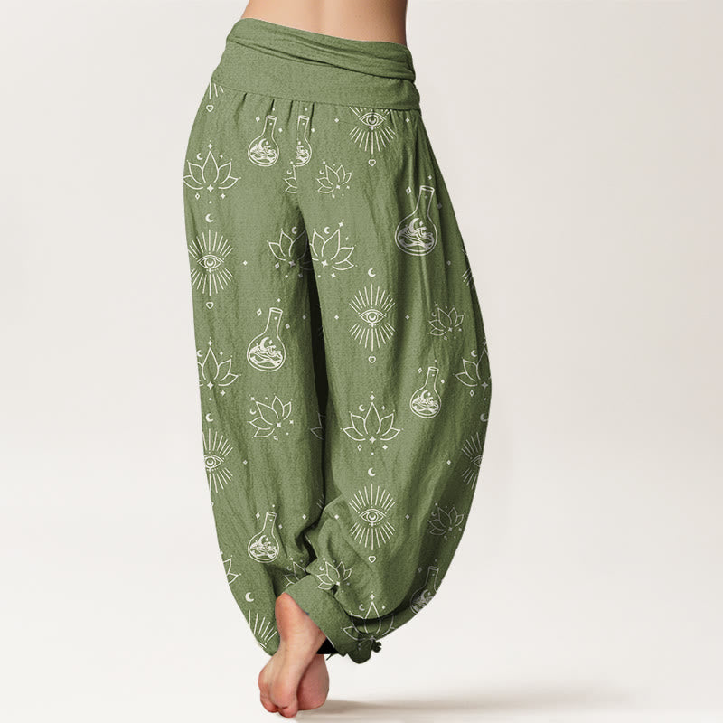 Pantalon sarouel décontracté à taille élastique pour femme, motif œil d'Horus et Buddha Stones - image 10
