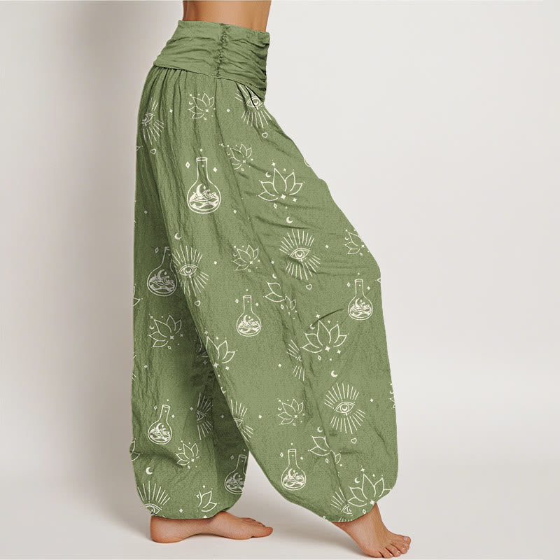 Pantalon sarouel décontracté à taille élastique pour femme, motif œil d'Horus et Buddha Stones - image 8