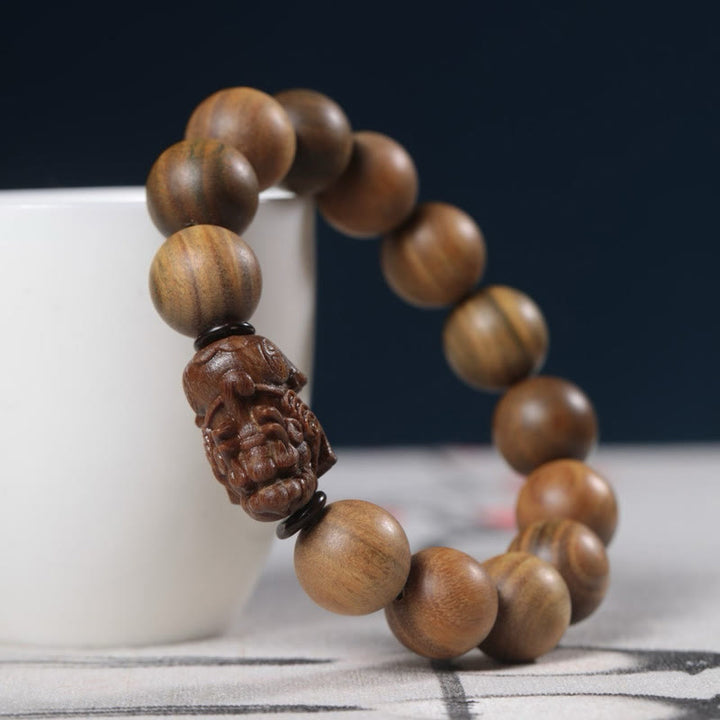 Bracelet Pixiu en bois de santal vert et Buddha Stones pour attirer la richesse - image 3