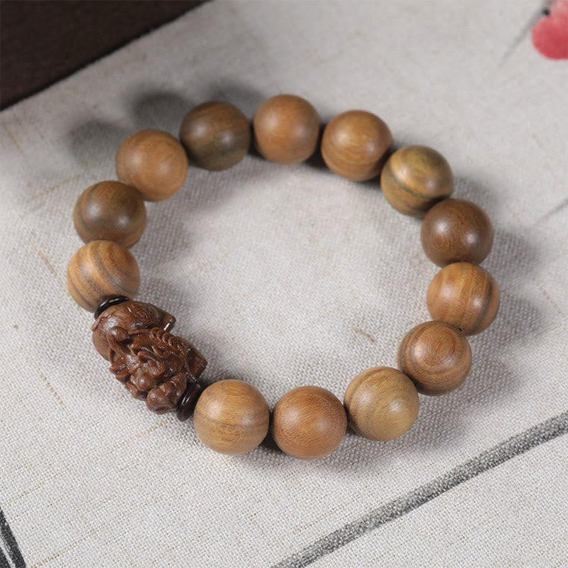 Bracelet Pixiu en bois de santal vert et Buddha Stones pour attirer la richesse - image 5