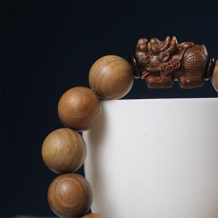 Bracelet Pixiu en bois de santal vert et Buddha Stones pour attirer la richesse - image 9