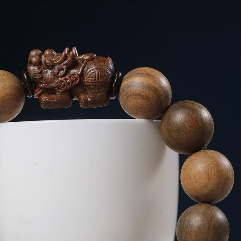 Bracelet Pixiu en bois de santal vert et Buddha Stones pour attirer la richesse - image 10