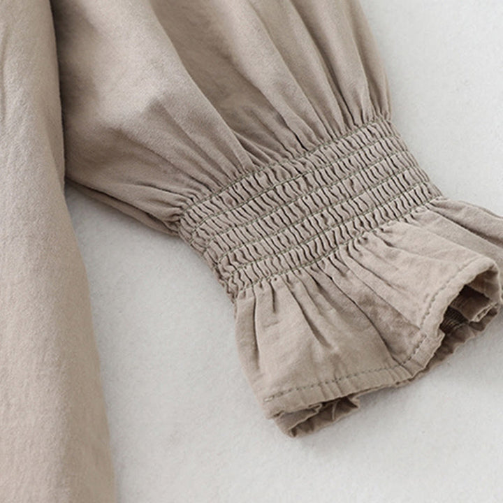 Robe mi-longue bouffante en coton à manches longues et poches, motif patchwork en dentelle et volants Buddha Stones - image 19