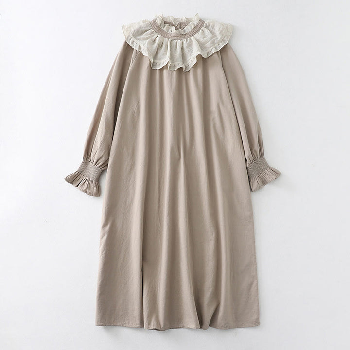 Robe mi-longue bouffante en coton à manches longues et poches, motif patchwork en dentelle et volants Buddha Stones - Lin - US12，UK/AU16，EU44 (2XL) - image 17