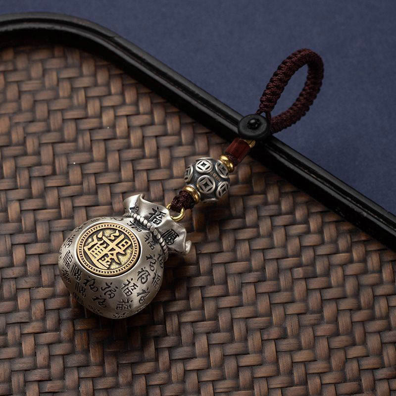 Porte-clés porte-bonheur Buddha Stones Fu Character Money Bag Gagner de l'argent tous les jours