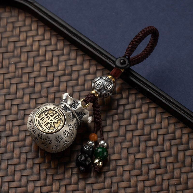 Porte-clés porte-bonheur Buddha Stones Fu Character Money Bag Gagner de l'argent tous les jours