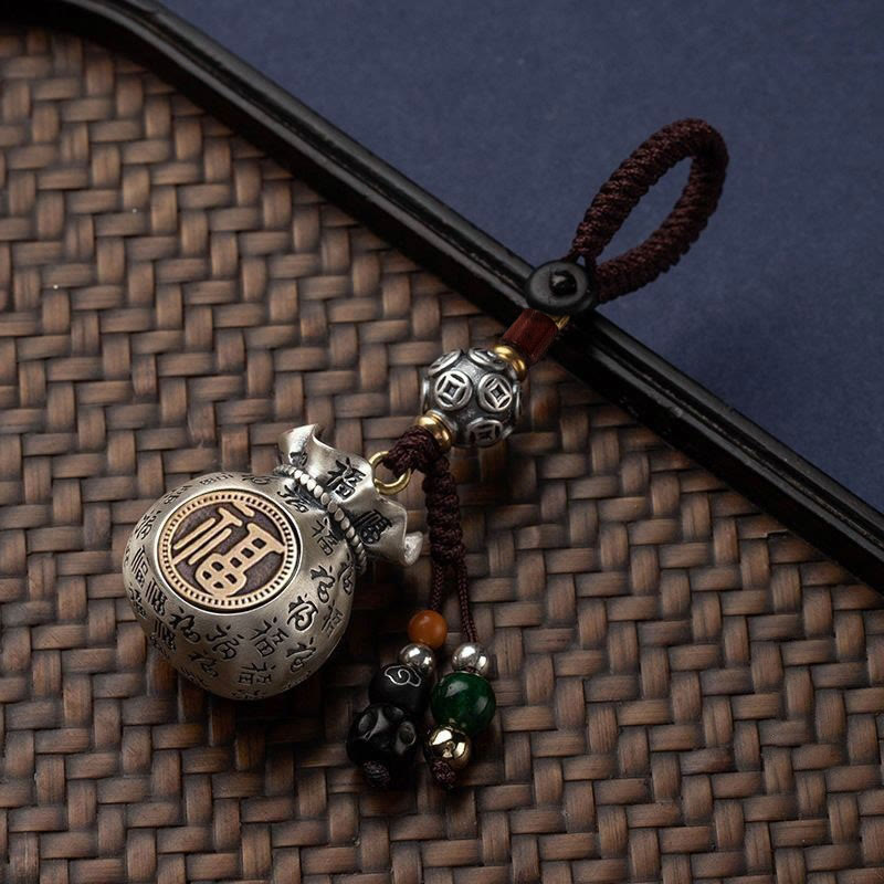 Porte-clés porte-bonheur Buddha Stones Fu Character Money Bag Gagner de l'argent tous les jours