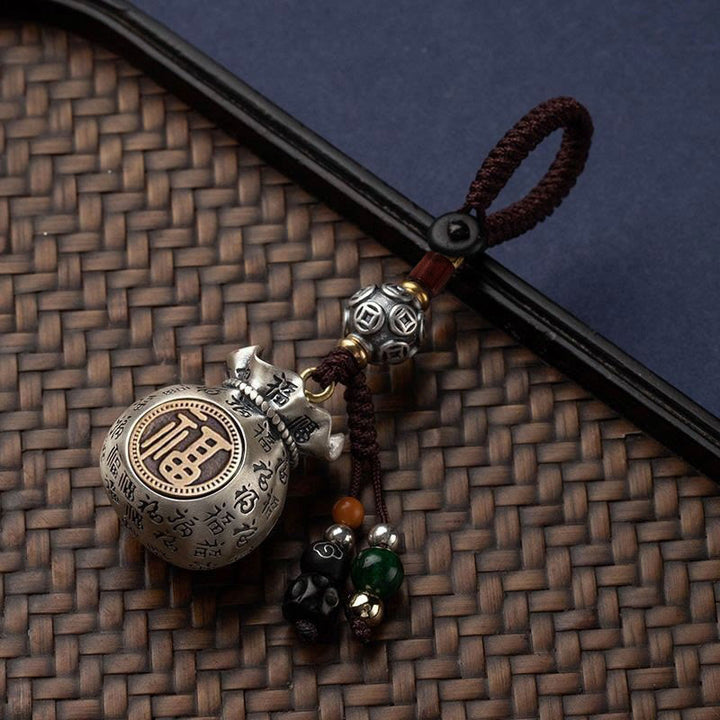 Porte-clés porte-bonheur Buddha Stones Fu Character Money Bag Gagner de l'argent tous les jours
