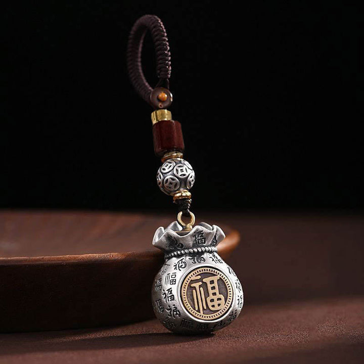 Porte-clés porte-bonheur Buddha Stones Fu Character Money Bag Gagner de l'argent tous les jours