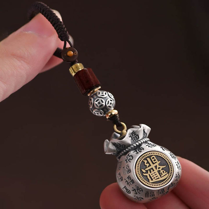 Porte-clés porte-bonheur Buddha Stones Fu Character Money Bag Gagner de l'argent tous les jours