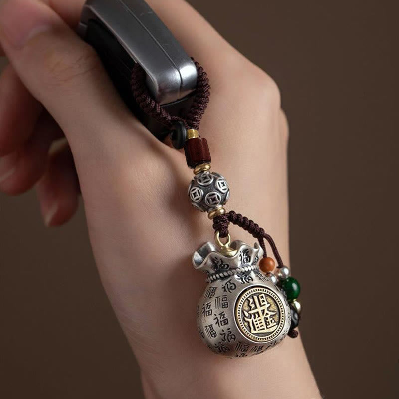 Porte-clés porte-bonheur Buddha Stones Fu Character Money Bag Gagner de l'argent tous les jours