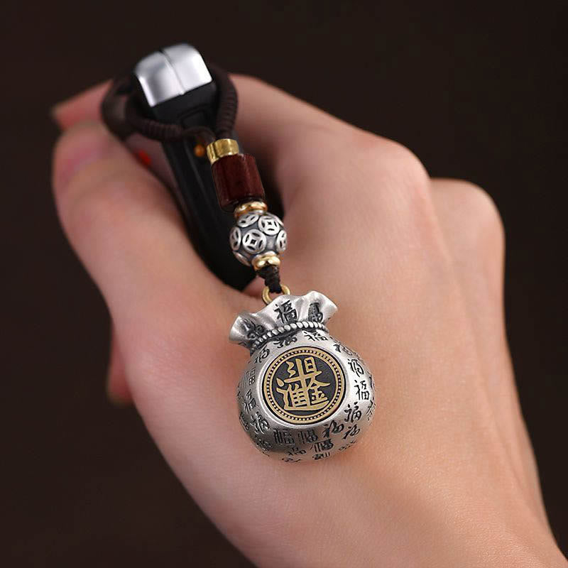 Porte-clés porte-bonheur Buddha Stones Fu Character Money Bag Gagner de l'argent tous les jours