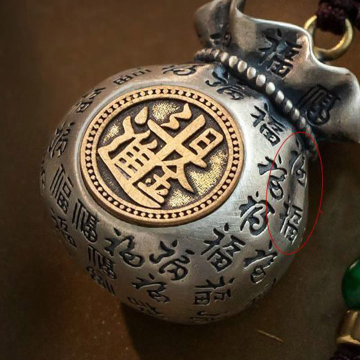 Porte-clés porte-bonheur Buddha Stones Fu Character Money Bag Gagner de l'argent tous les jours