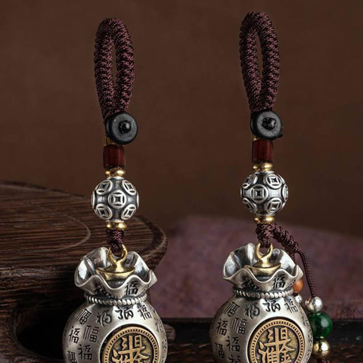 Porte-clés porte-bonheur Buddha Stones Fu Character Money Bag Gagner de l'argent tous les jours