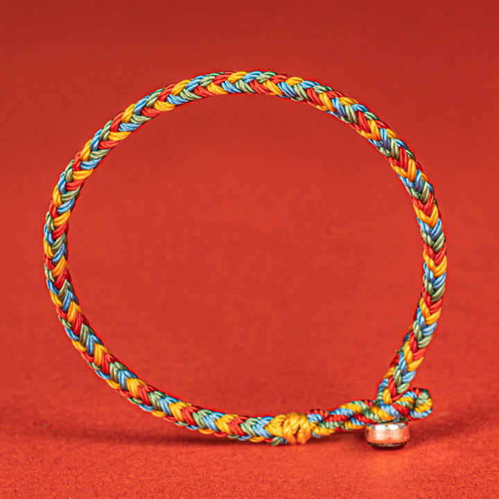 Bracelet tressé porte-bonheur en argent Buddha Stones 925 avec huit fils et nœud de paix coloré - image 3