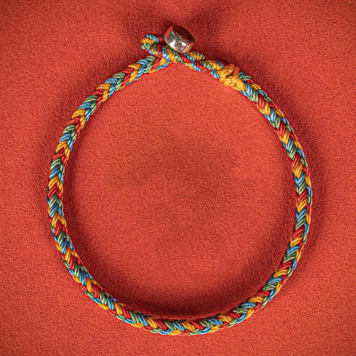 Bracelet tressé porte-bonheur en argent Buddha Stones 925 avec huit fils et nœud de paix coloré - image 8